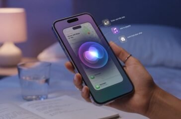 Siri AI interface on iPhone running iOS 27 showing contextual suggestions and on-screen awareness
