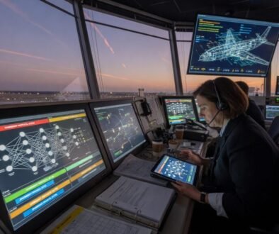 FAA-style AI regulation concept with a gavel and a glowing AI chip symbolizing oversight of powerful artificial intelligence models