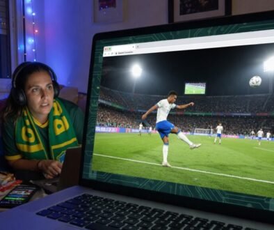 Norton Neo free browser interface displaying a live World Cup soccer match stream with security shield icon visible